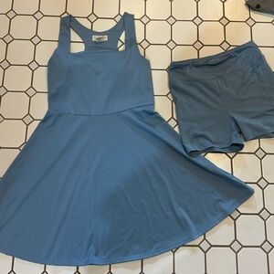 Laura Ashley Golf & Tennis womens small baby blue athletic dress & shorts set.